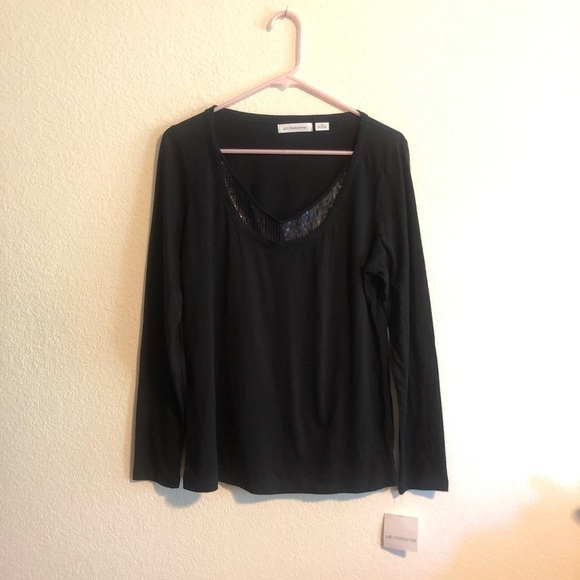 nwt Black Liz Claiborne Long Sleeved Shirt Size M - Picture 1 of 9